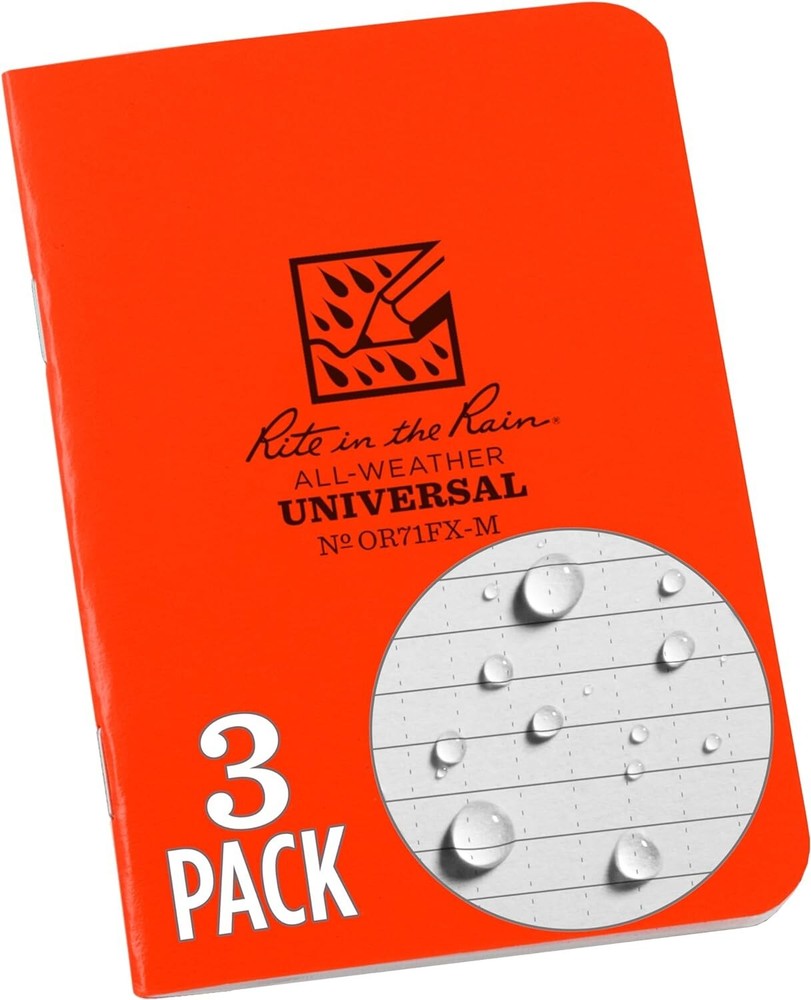 Rite In The Rain Mini Stapled Binding Notebook 3 Pack orange Field-Flex Cover