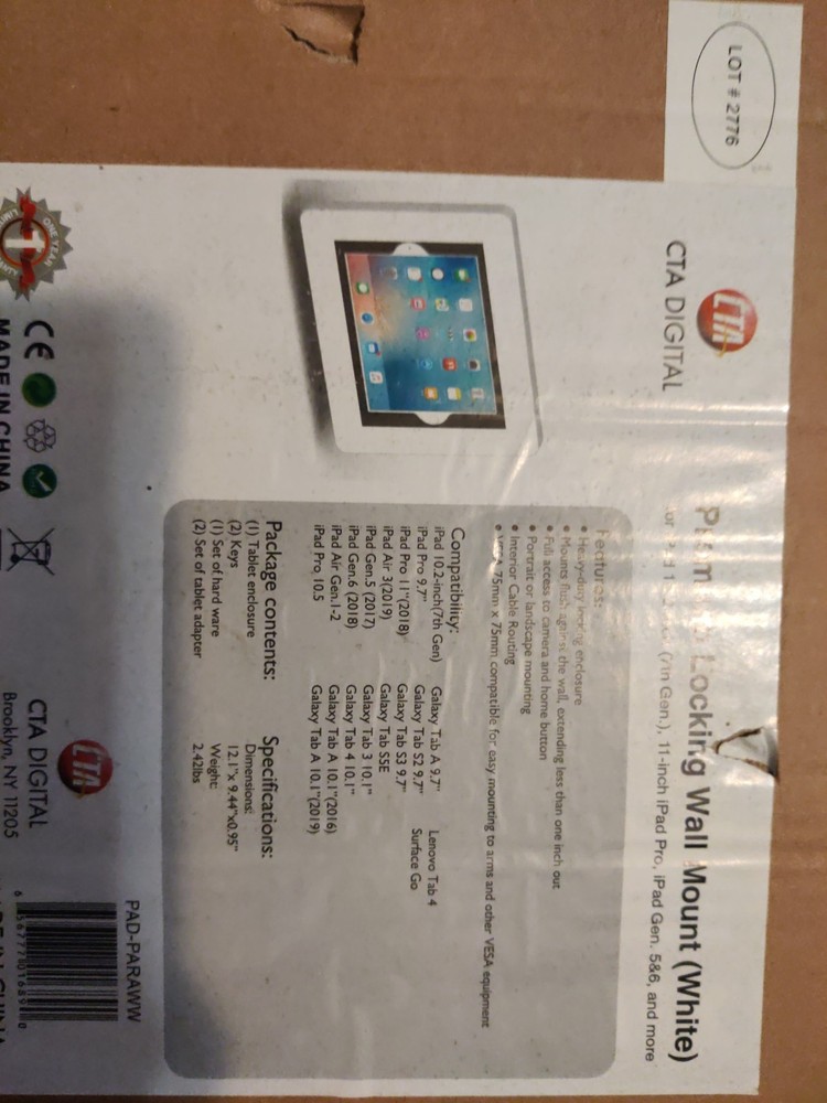 CTA Digital Premium Anti-Theft iPad Locking Wall Mount White