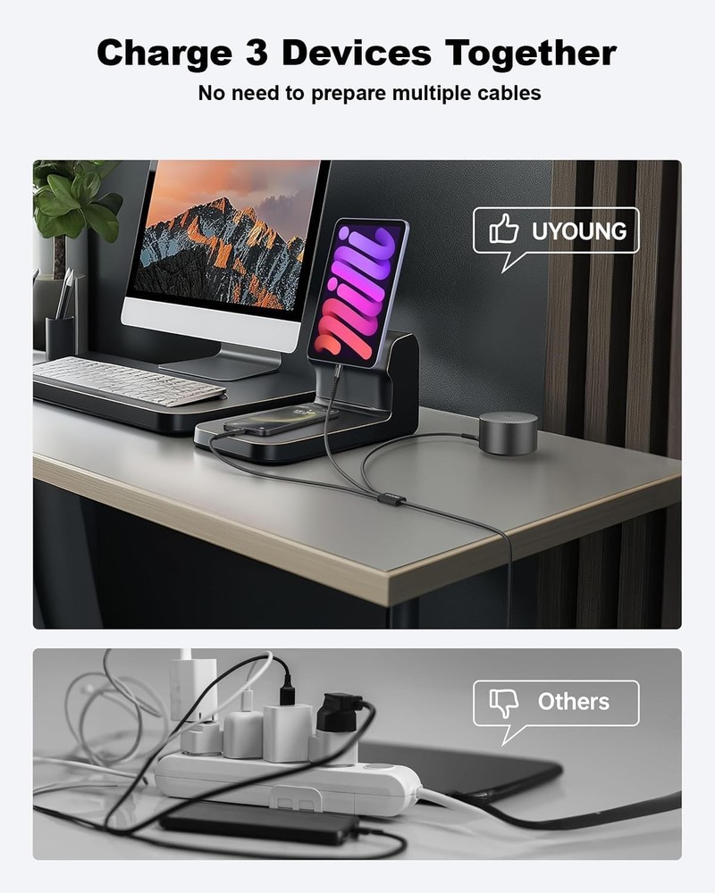Multi Charging Cable 2Pack 6FT, 3 in 1 Charger Braided Black