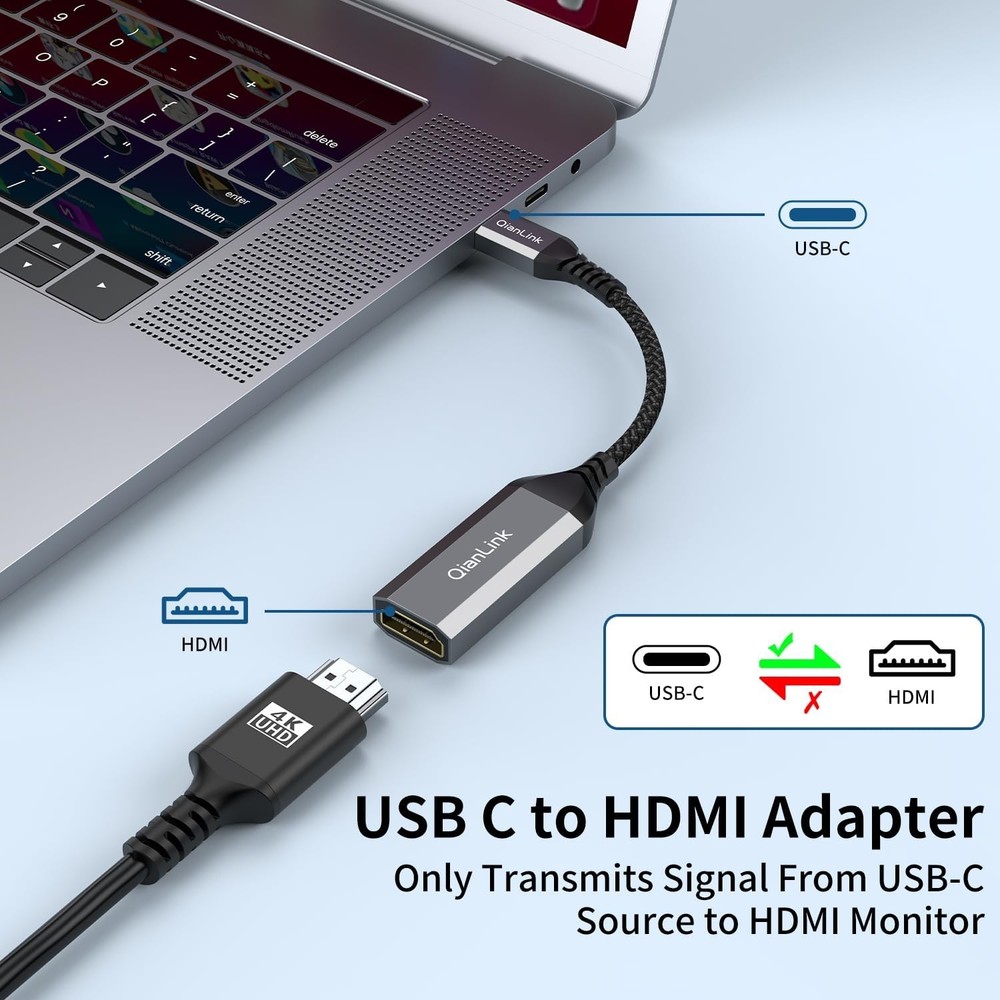 USB Type C to HDMI Adapter, C 4K Cable [Thunderbolt 3/4] for...