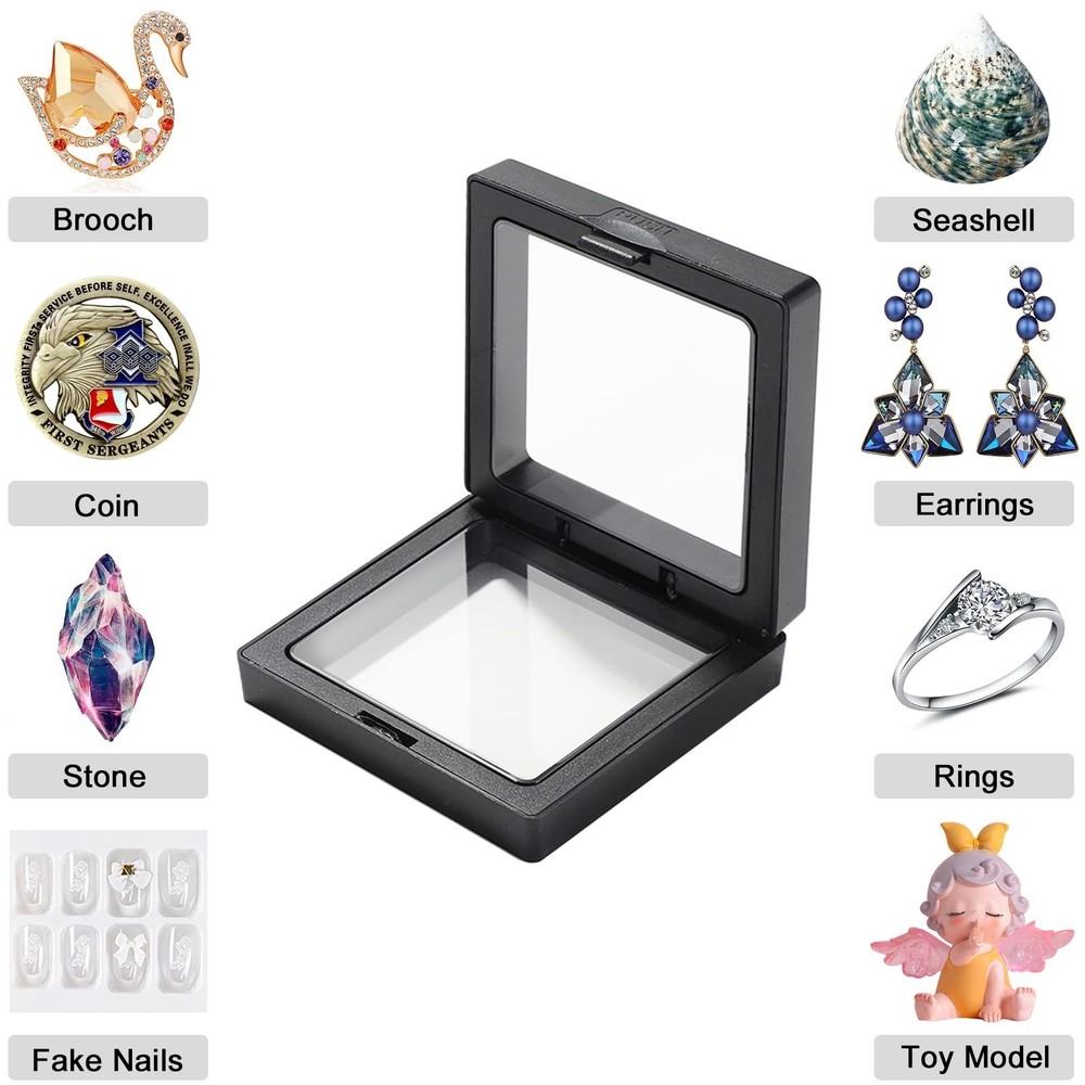 3D Floating Frame with Stand, Challenge Coin Display Holder, 4 Pack Floating ...