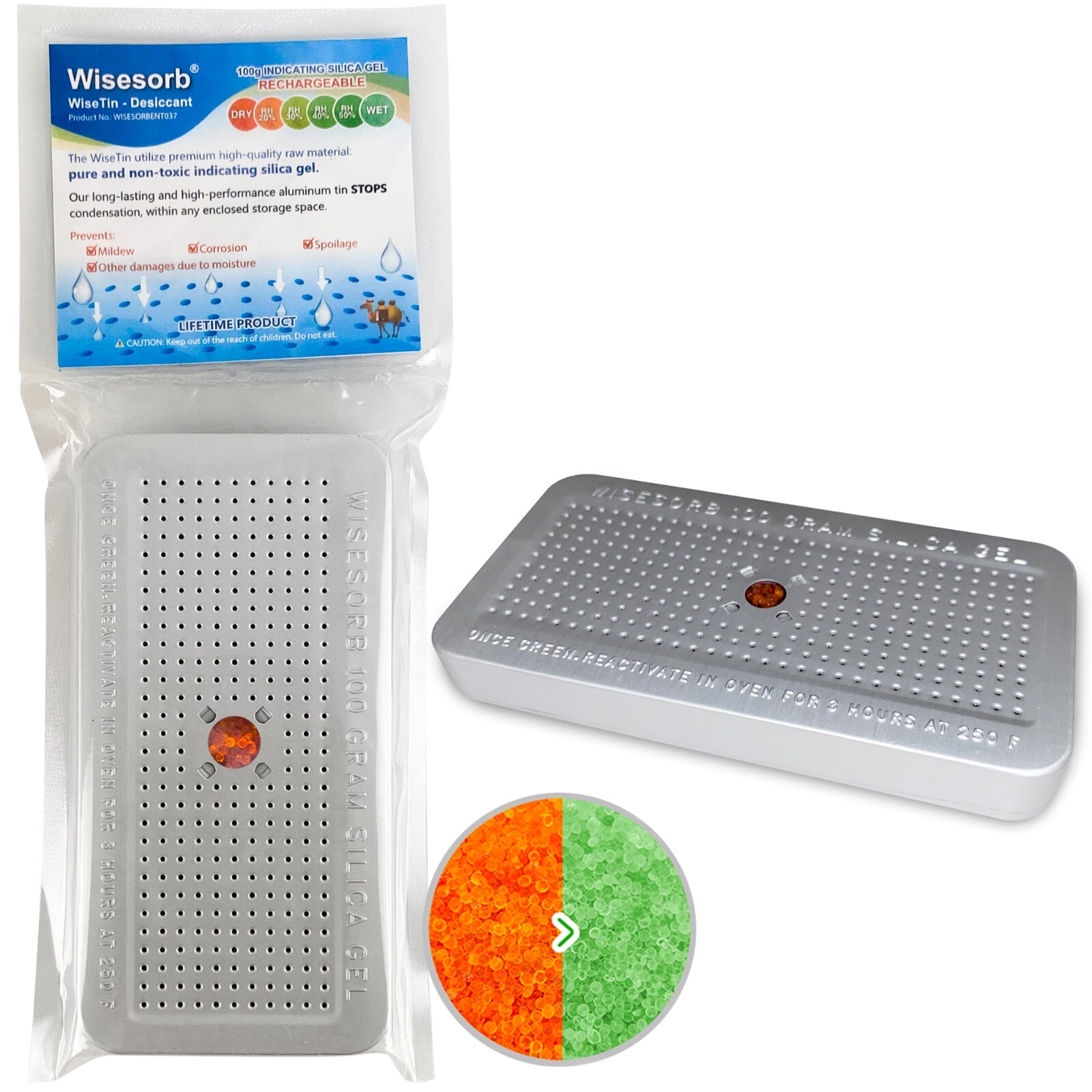 100 Gram Silica Gel Canister Reusable Desiccant Dehumidifier 1 Pack