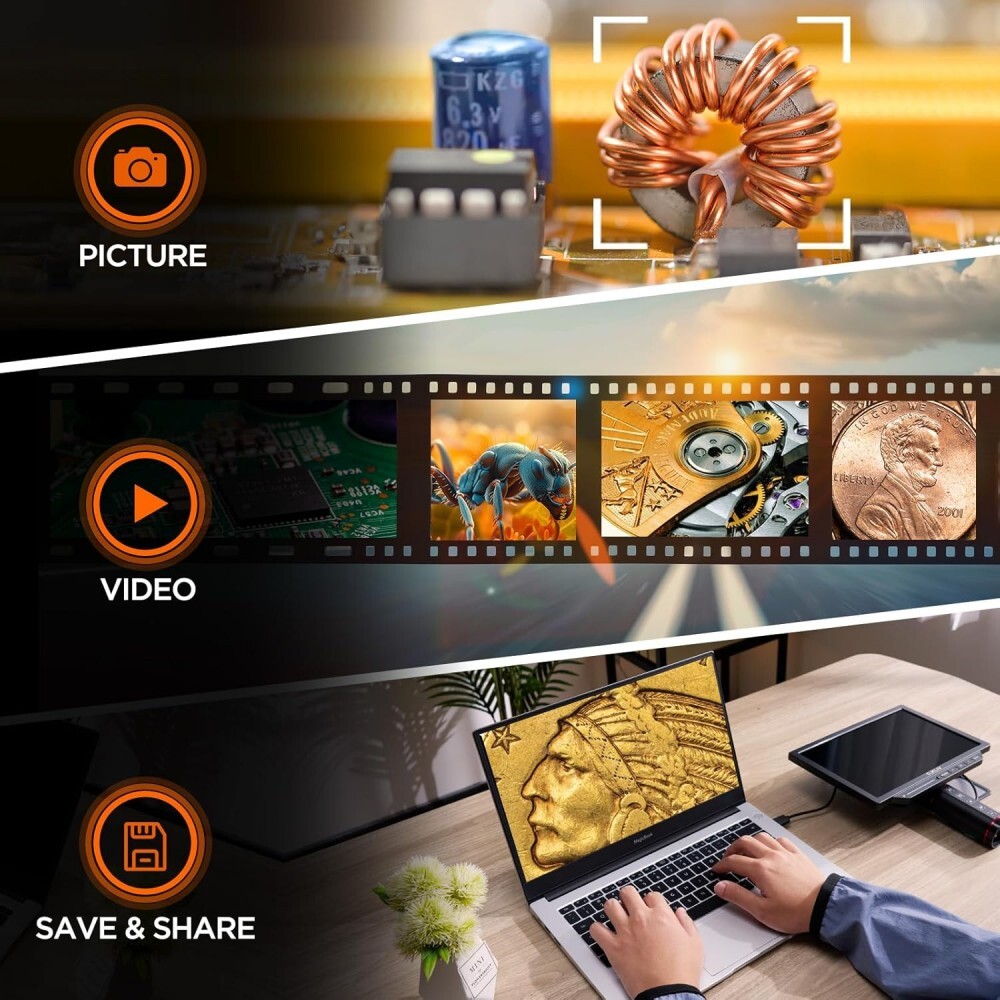 Elikliv Autofocus 4K HDMI Digital Microscope Flex Arm Soldering Microscope Adult