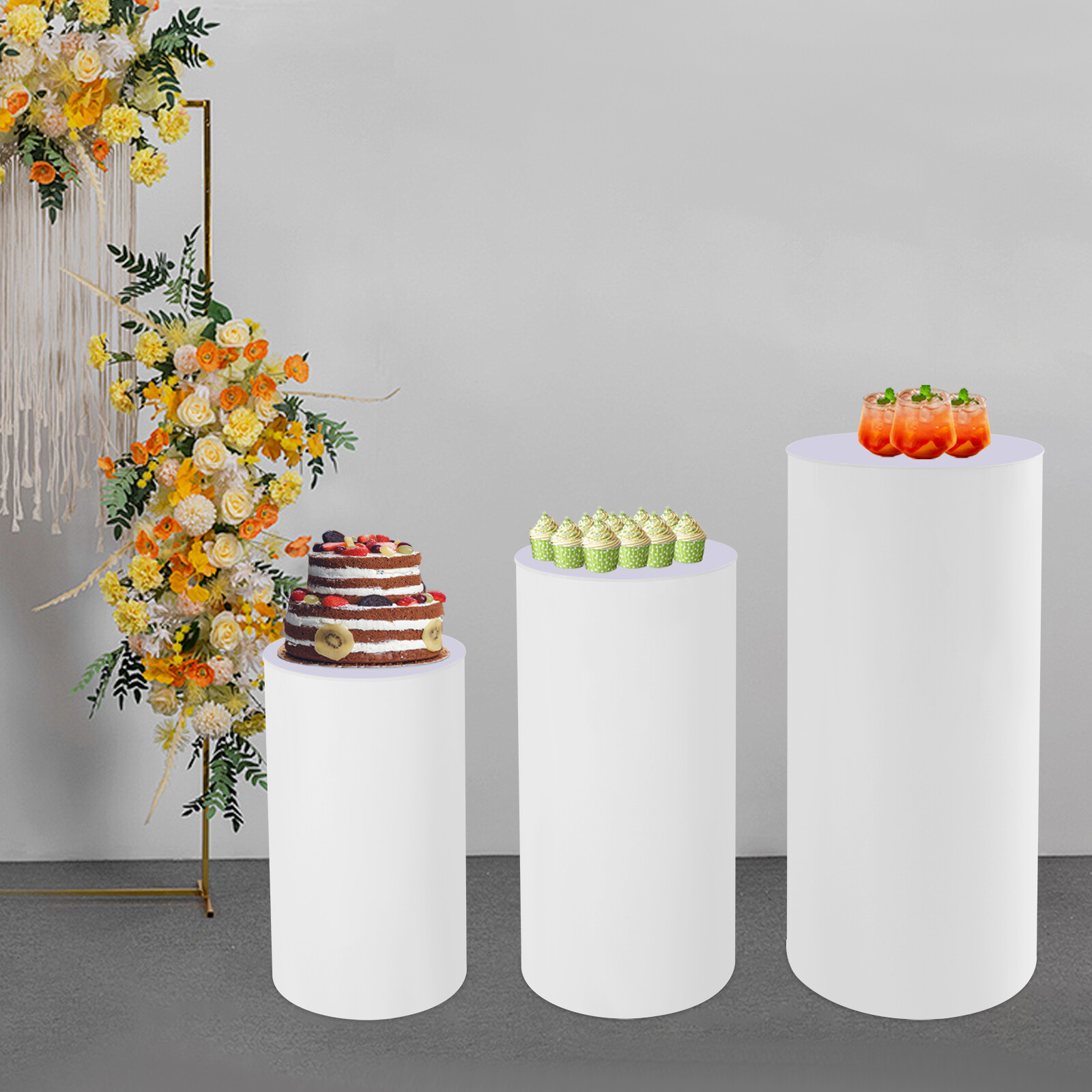3X Pedestal Flower Stand Party Cylinder Pedestal Wedding Home Display Decoration
