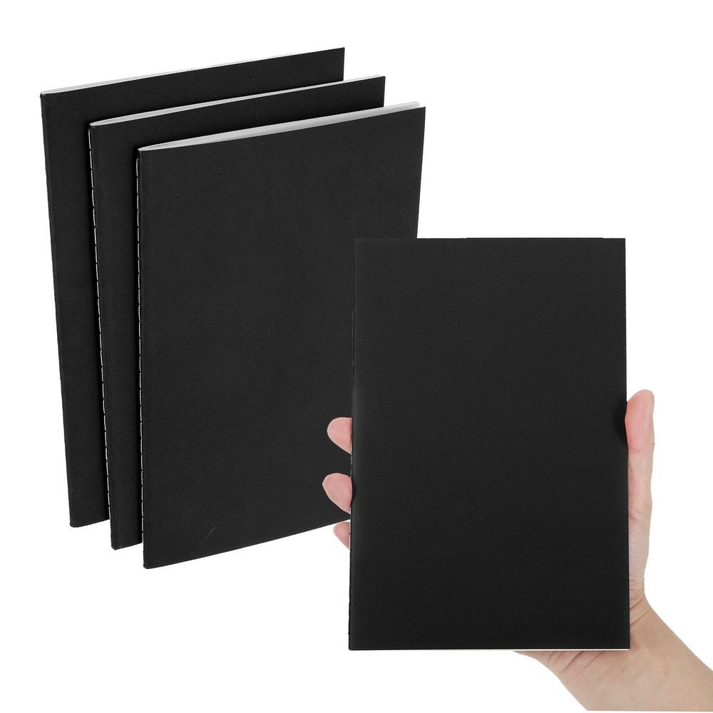 3 Pack A5 Notebook, A5 Journal Mini Notebook Pocket Unlined,Black