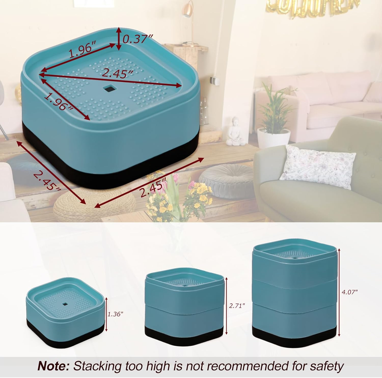 12 Pack Furniture Risers, Adjustable Bed Risers Heavy Duty Stackable Bed Raisers