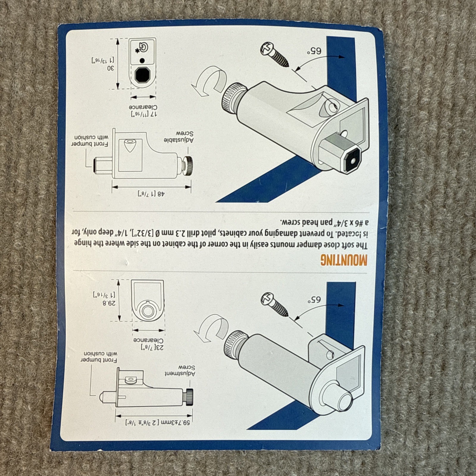 40-PACK ROK HARDWARE SCD103 SOFT CLOSE DAMPER W/SCREWS FOR CABINET DOORS NICKEL