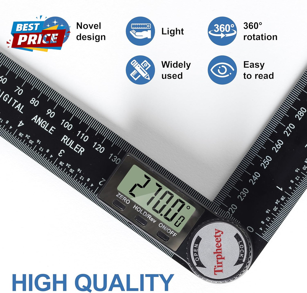 Digital Angle Finder Protractor, 3Rd Generation Quick Display Angle Gauge Ruler,