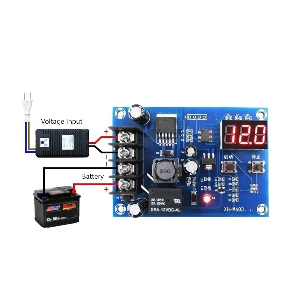 12V - 24V Battery Charge Controller Protection Module w/ LED Voltmeter XH-M603