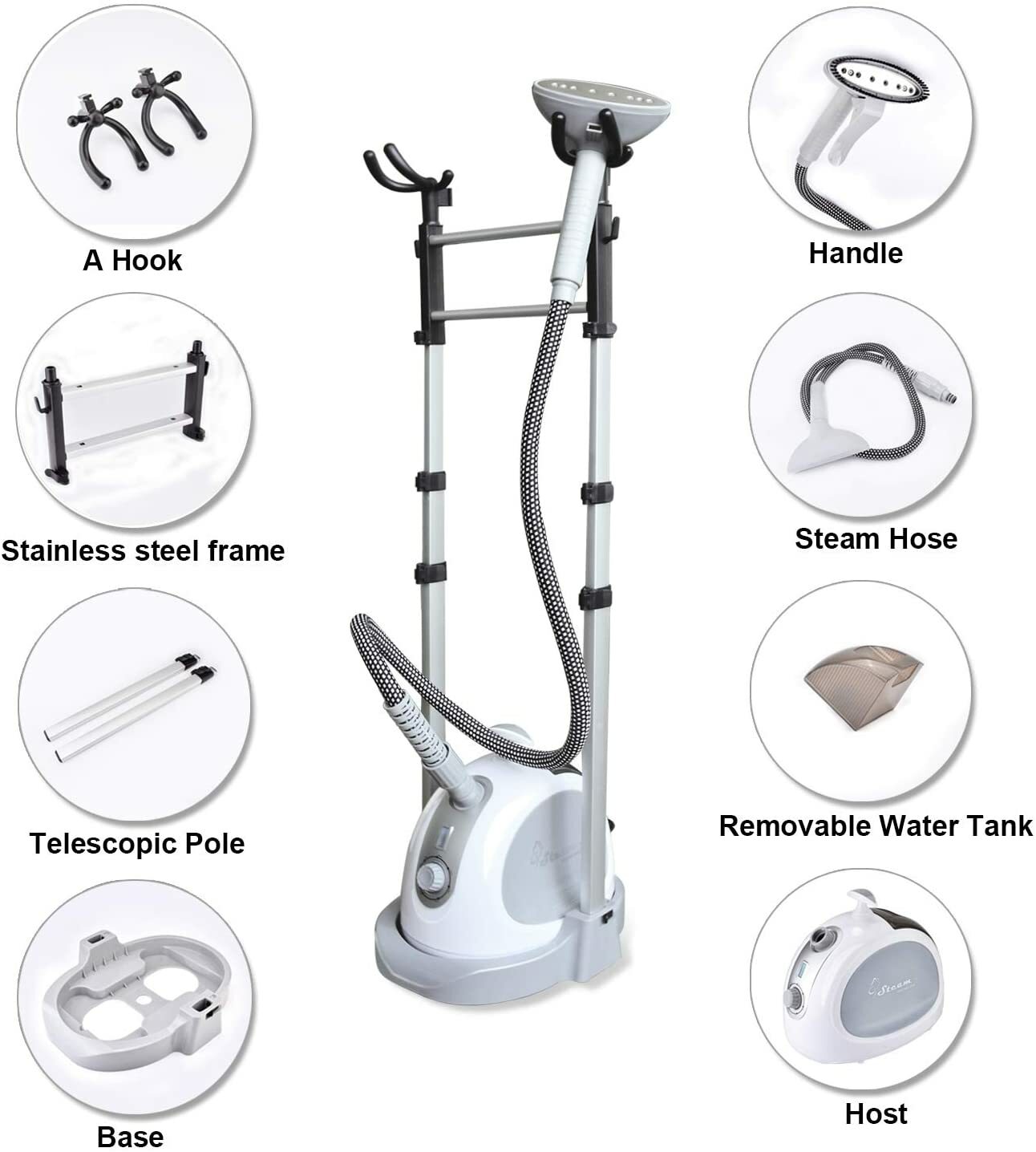 PowCube Garment Steamer,Standing Clothes Steamer with Clothes Hanger