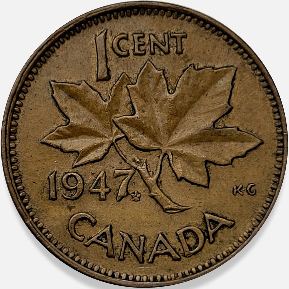 1947 Canada George VI MAPLE LEAF Penny Small Cent 1c * Original Surfaces *  🇨🇦