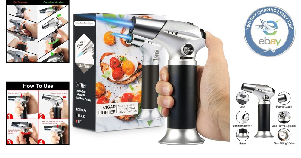 Professional-Grade Culinary Torch with Piezo Ignition for Creative Cooking