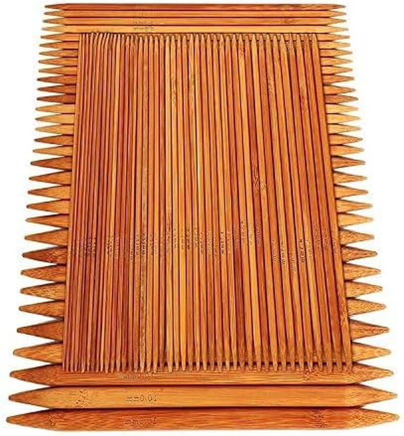 75 Pcs Double Pointed Knitting Needles Set, Carbonized Bamboo Knitting Needl...