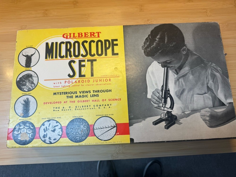 VINTAGE 1938 GILBERT MICROSCOPE SET No. 8 - Great Condition