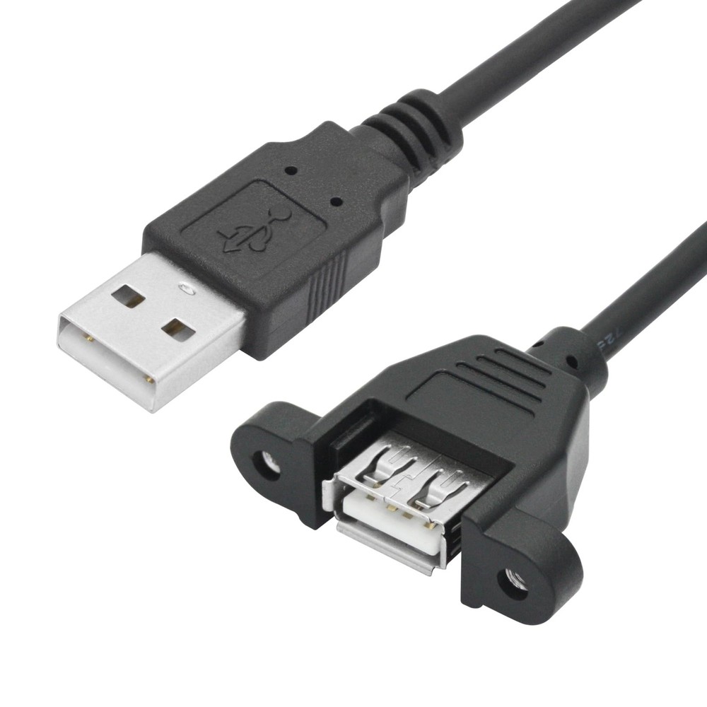 Maixbomr 2Pcs USB 2.0 Panel Mount Extension Cable 2FT, Type A Male to 2FT