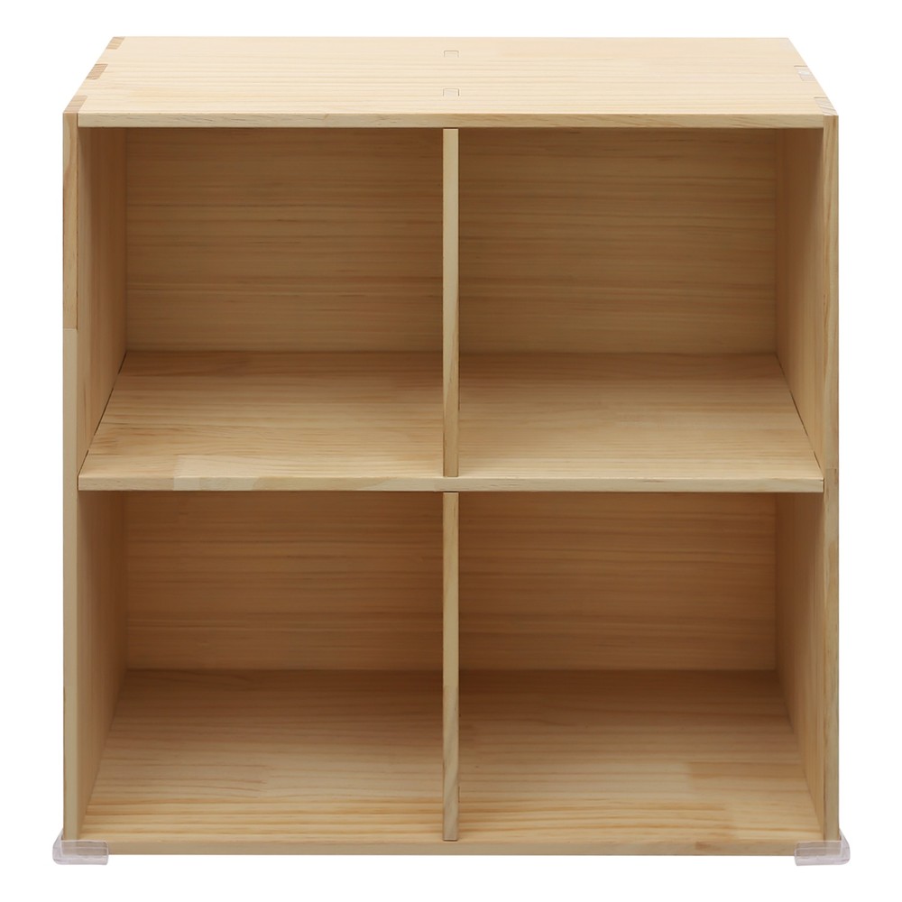 2 Tier Solid Wooden Bookcase Cube Organizer Freestanding Shelves Display Cabinet