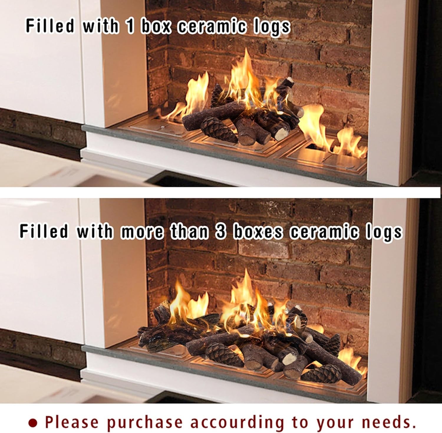 Small Gas Fireplace Logs Set of 9, Fireplace Logs Ceramic Wood Decoration for...