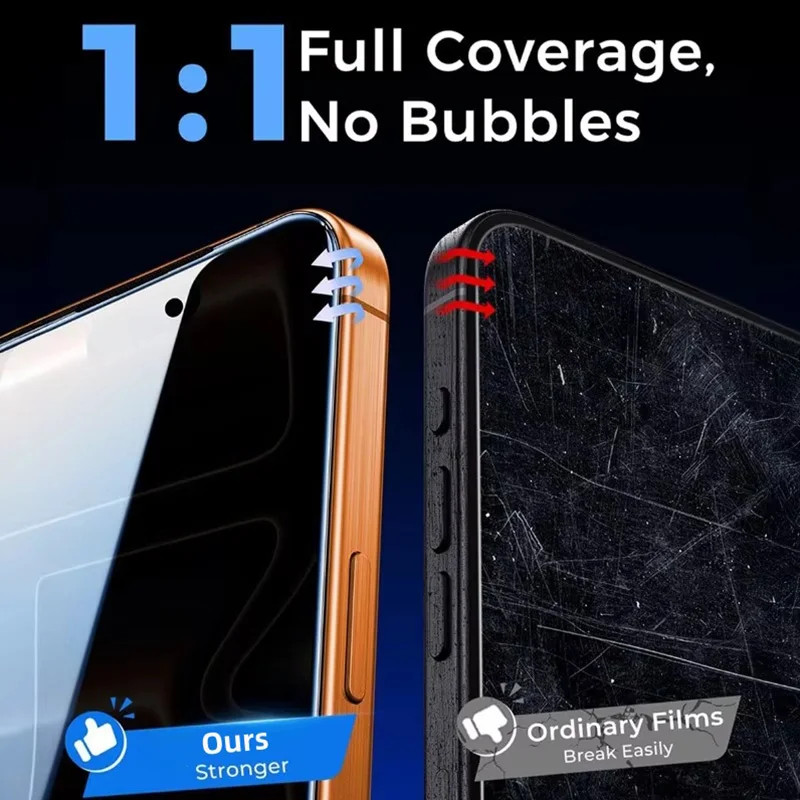 For iPhone 17 16 15 Pro Max Privacy Tempered Glass Screen Protector+Simple Tool