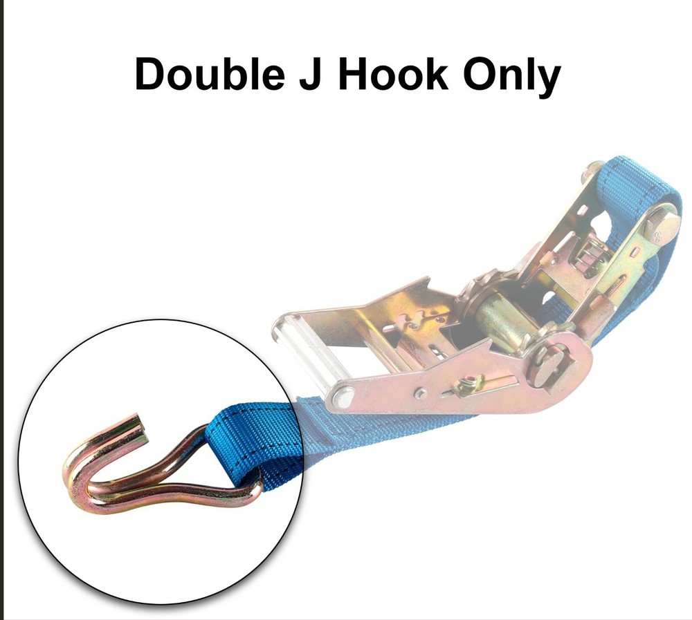 2 pcs - 2" Heavy Duty Double J Wire Hook tie down strap cargo webbing rigging