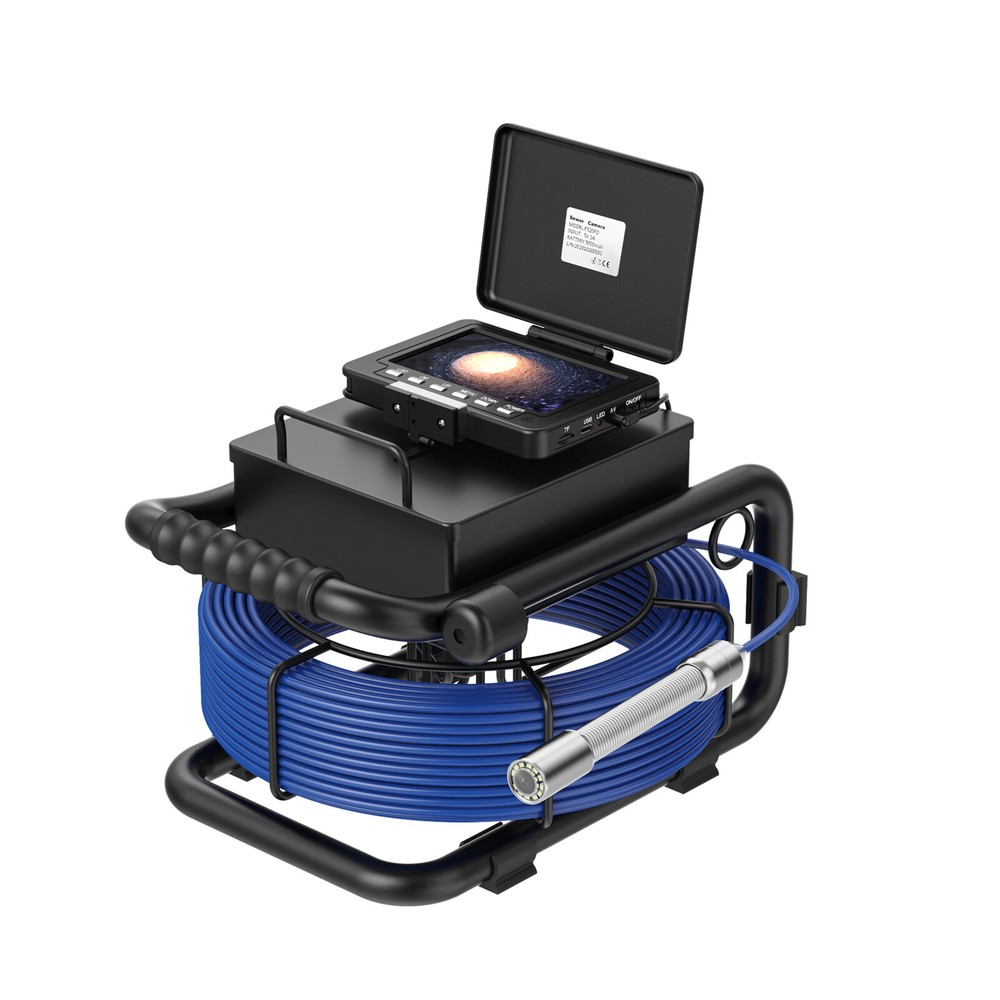 20M Pipe Inspection Camera with 512Hz Transmitter Sewer Camera Self Leveling 5"