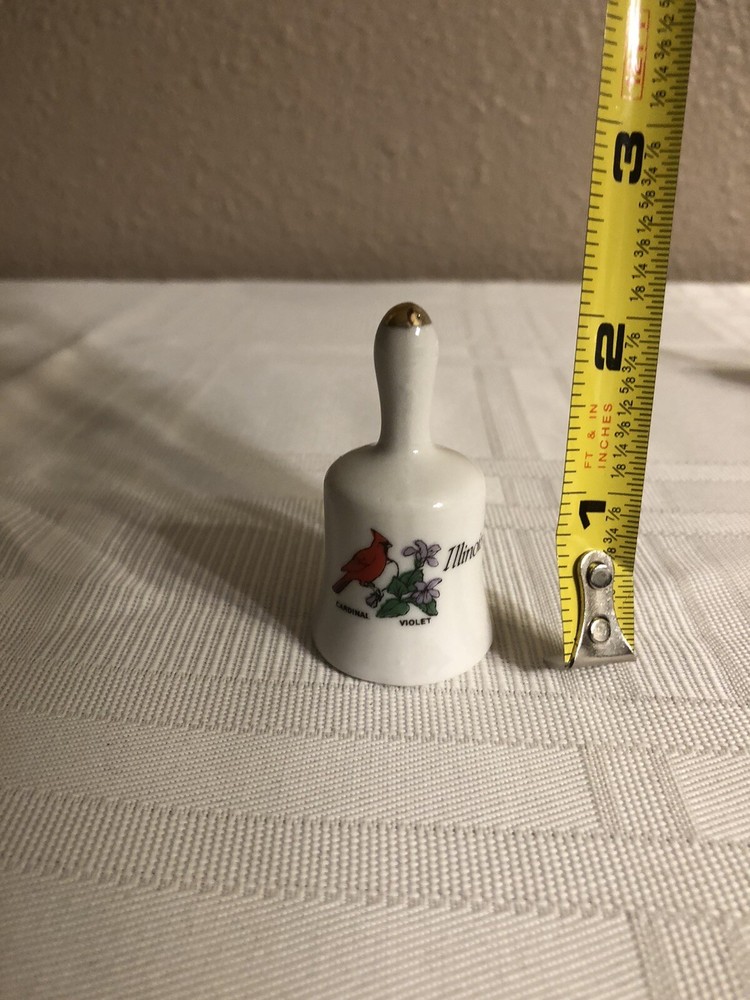 Illinois State Flower & Bird Mini Ceramic Bell