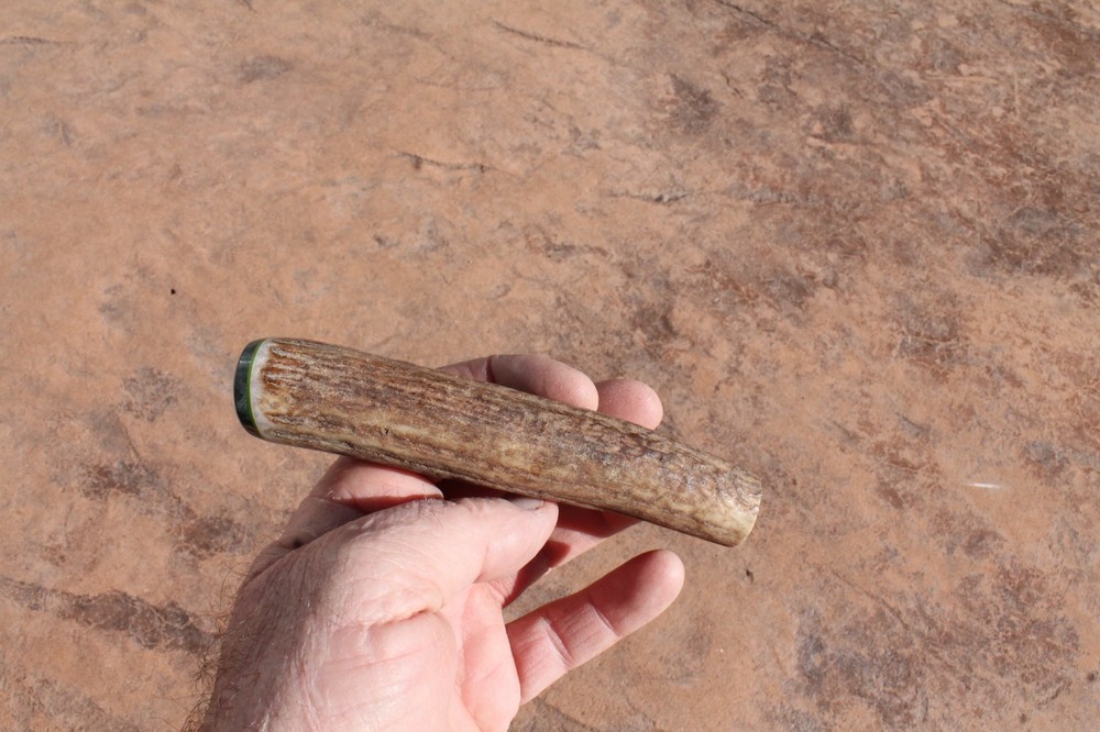 Elk antler knife handle ~ stabilized box elder burl ~ Flintknapping supply tool
