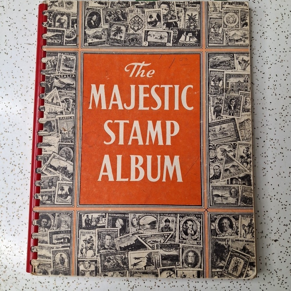 The Majestic Stamp Album 1956 Grossman About 1000 Loose Stamps