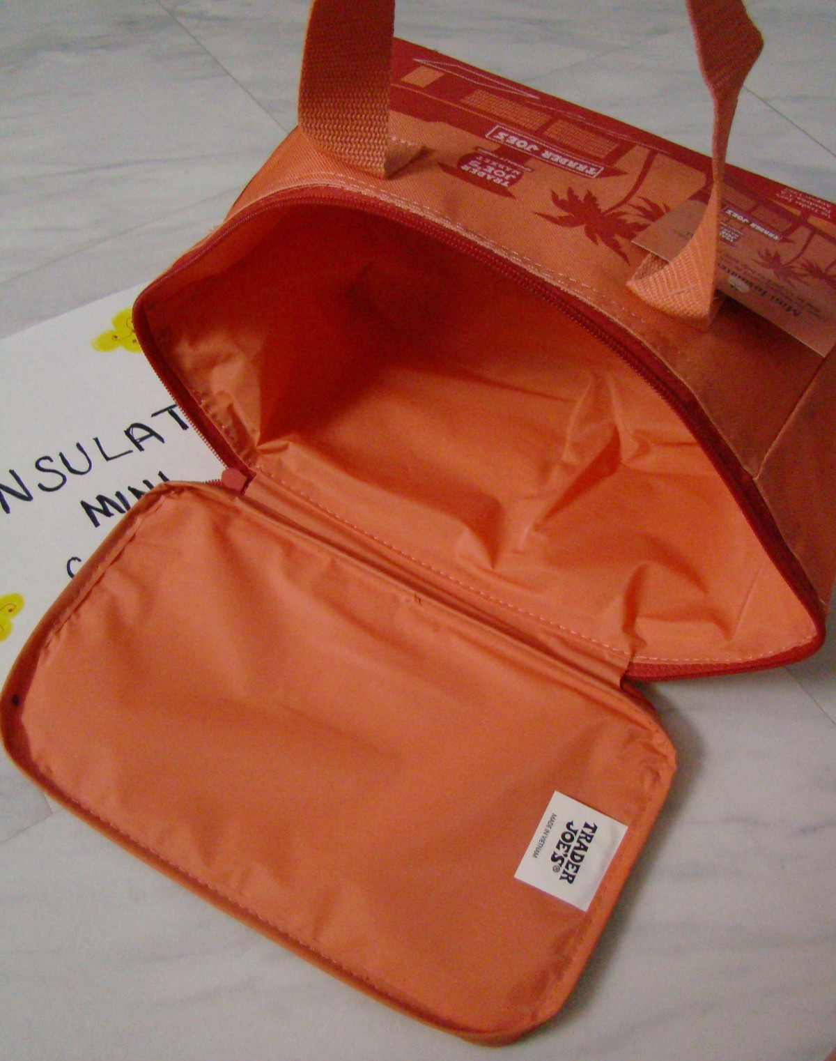 New Trader Joe's Peach Insulated MINI Cooler Reusable Lunch Bag