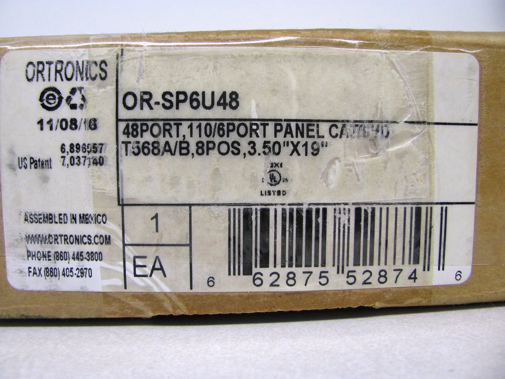 Ortronics TechChoice Cat6 48-Port Patch Panel OR-SP6U48, New Open Box ~STSI