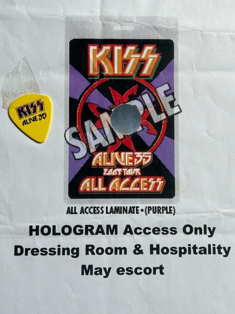 KISS Pass Sign Alive 35 Concert Tour Backstage Access w/ Eric Pick Vintage Kiss