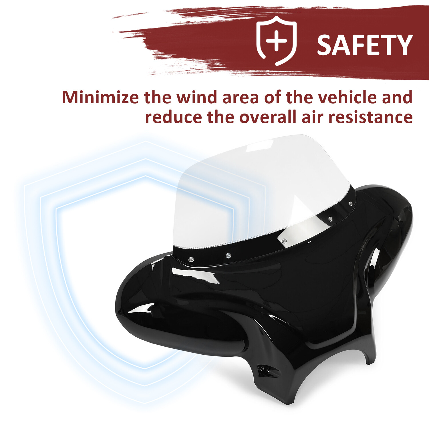 Universal Motorcycle Fairing Batwing Windshield w/Bracket For Harley Yamaha