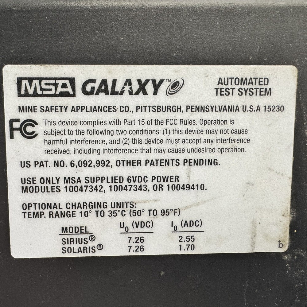 MSA Galaxy Sirius Solaris 10061679 MultiGas Detector Automated Test System