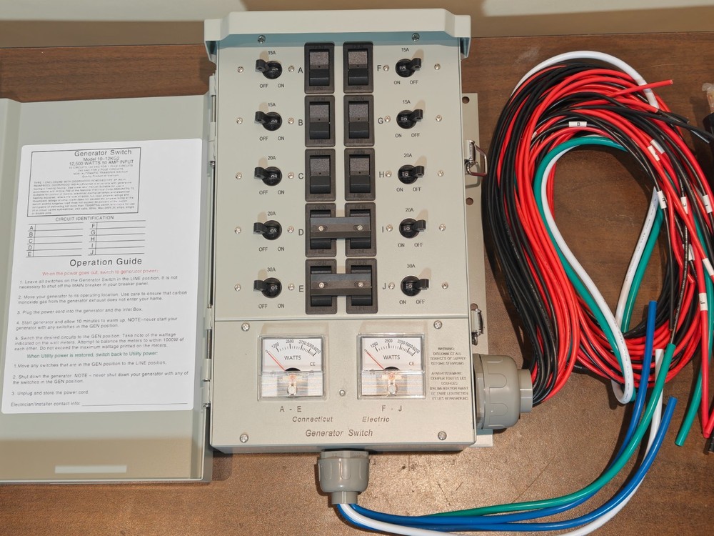 10-Circuit 30A Generator Transfer Switch - Complete Pre-Wired Kit, Inlet & Cable