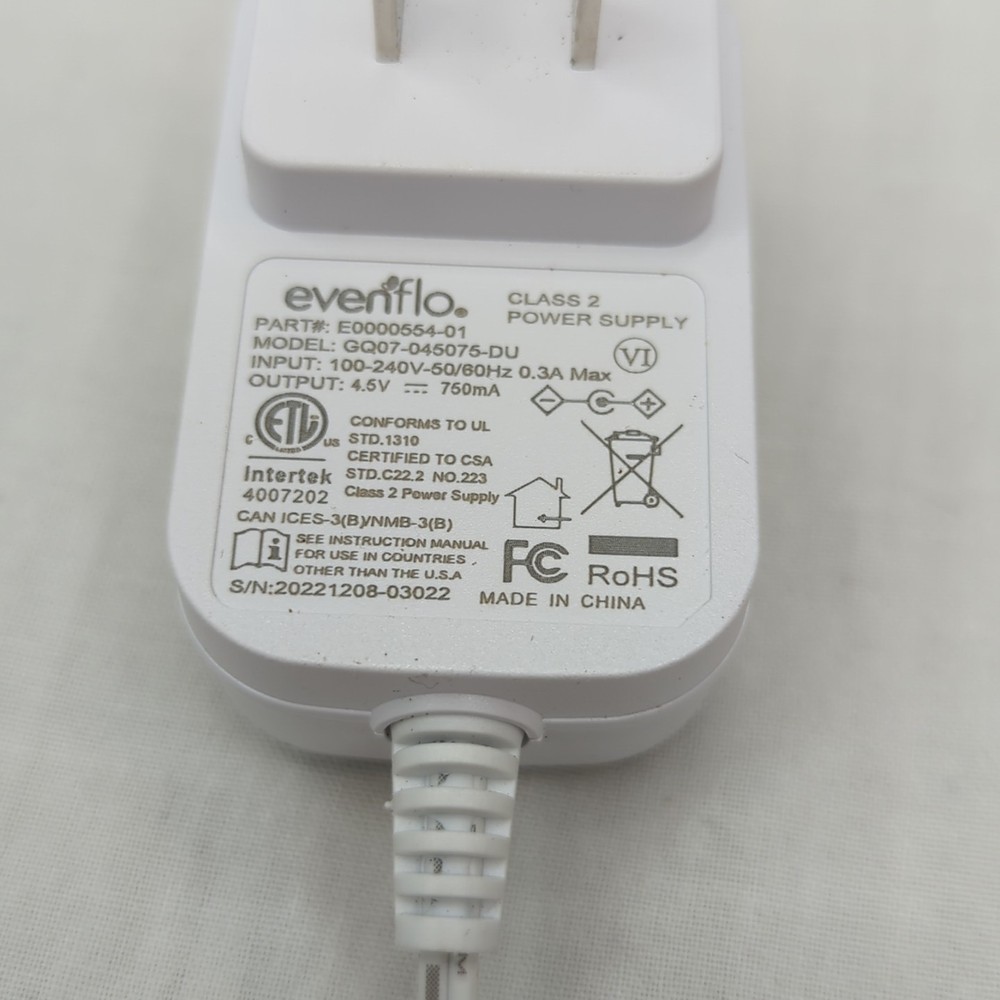 Evenflo Advanced Single Electric Breast Pump Model 3045 Charger