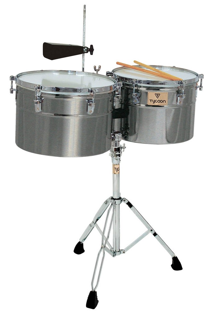 Tycoon Percussion Timbales Drum Set Extra-Deep Shell Brushed Chrome 14" & 15"
