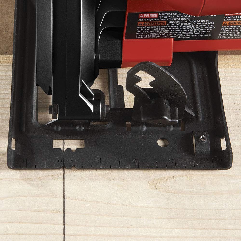 Red 13-Amp Circular Saw - Compact Design with Bevel & Dust Blower Features