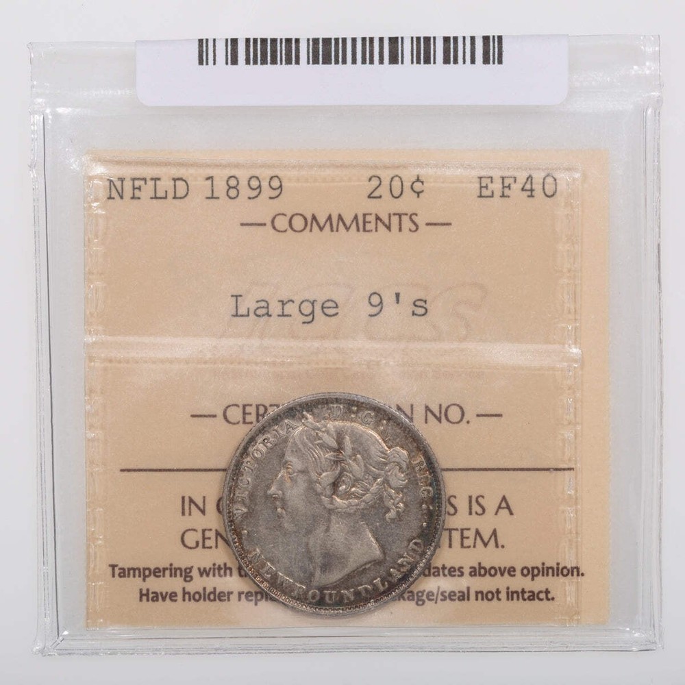 NFLD 20 Cent 1899 Large 9's ICCS EF-40