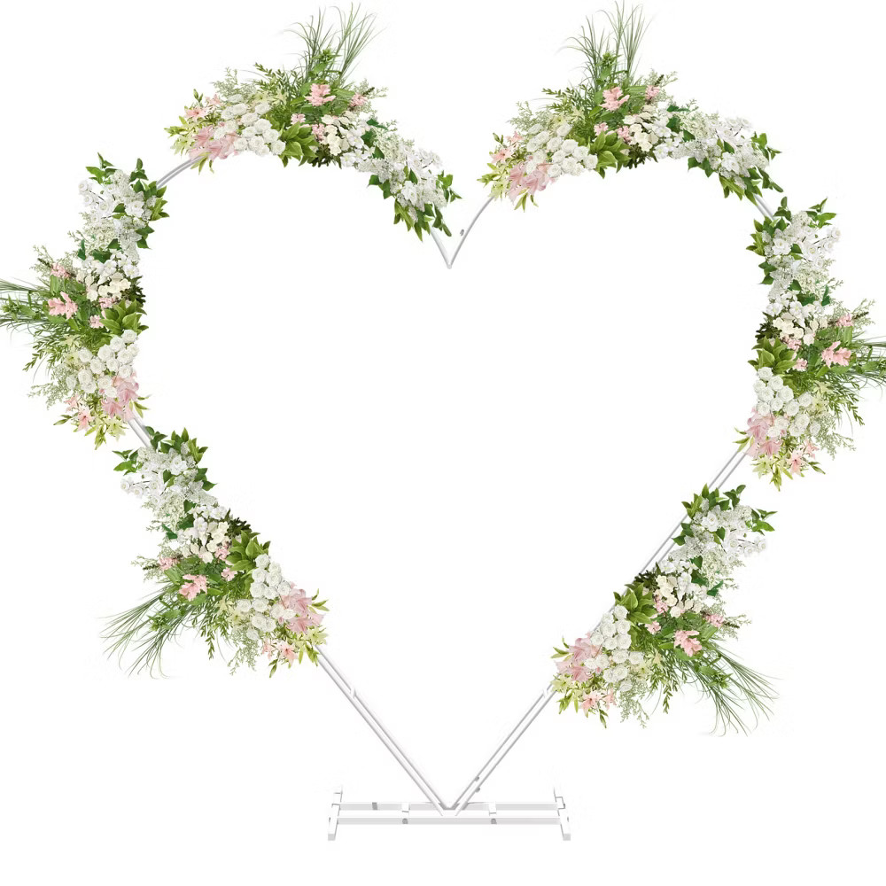 Artloge Large Heavy Duty Heart Shape Wedding Arch White Dual Layers Metal