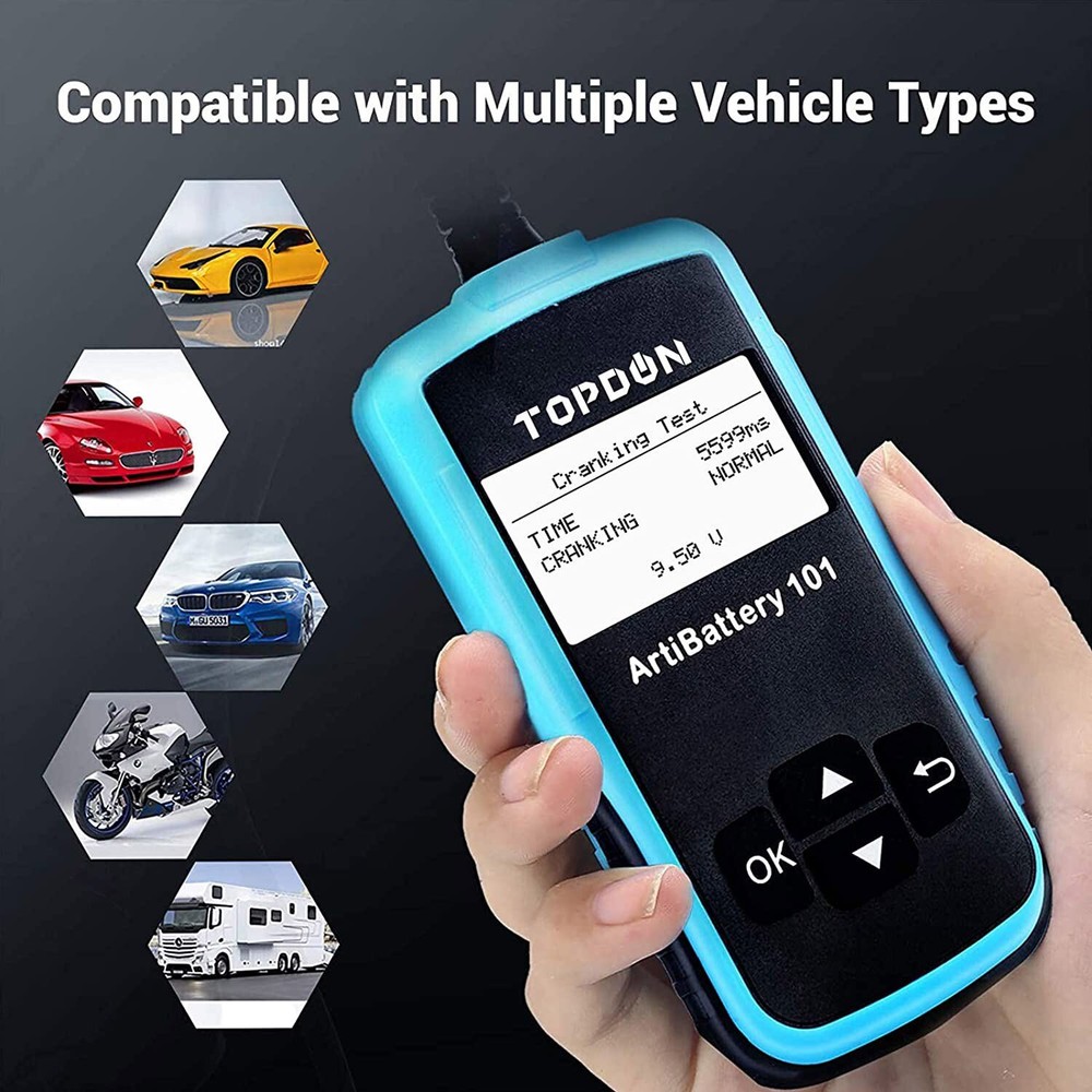 TOPDON 12V Car Battery Load Tester Voltmeter 100Amp Analyzer Fast Test 5 Seconds