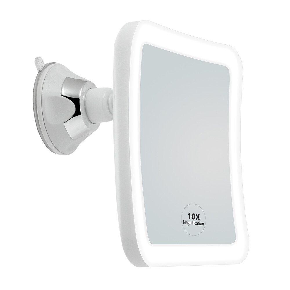 JiBen Square LED Lighted 10X Magnifying Makeup Mirror with Locking Suction Cup