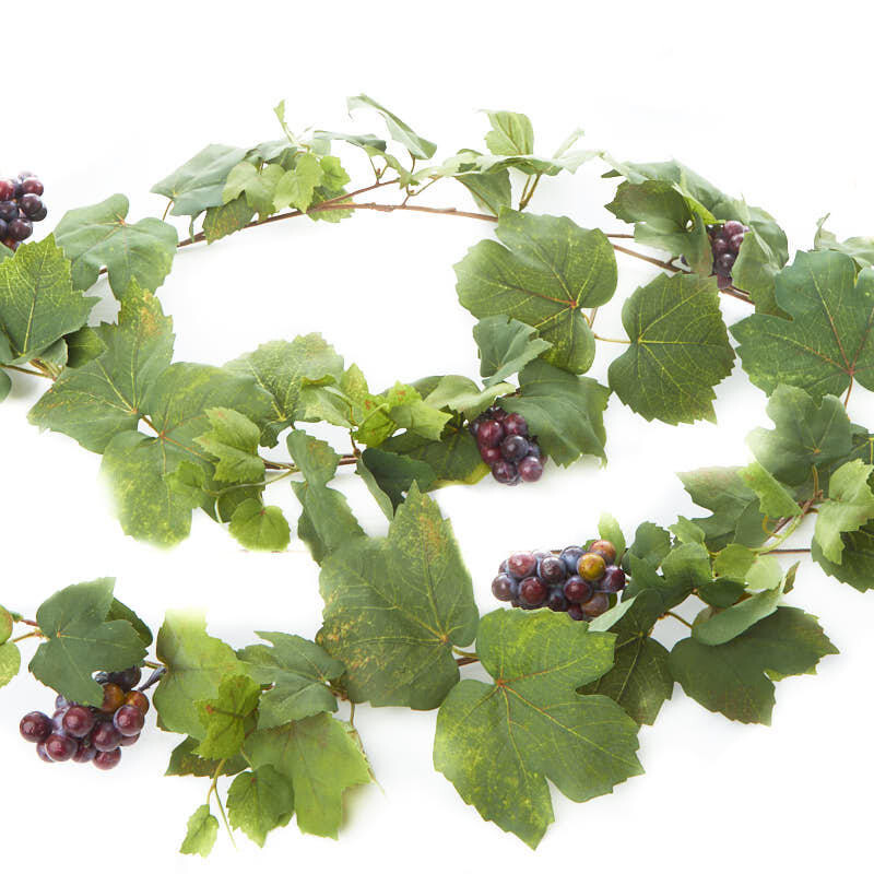 6 Ft Artificial Grape Leaf and Grape Cluster Garland
