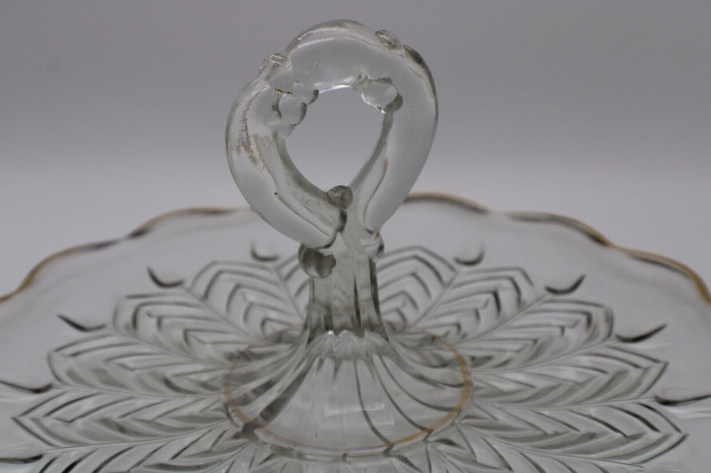 Clear Gold Trim Cookie Plate With Handle