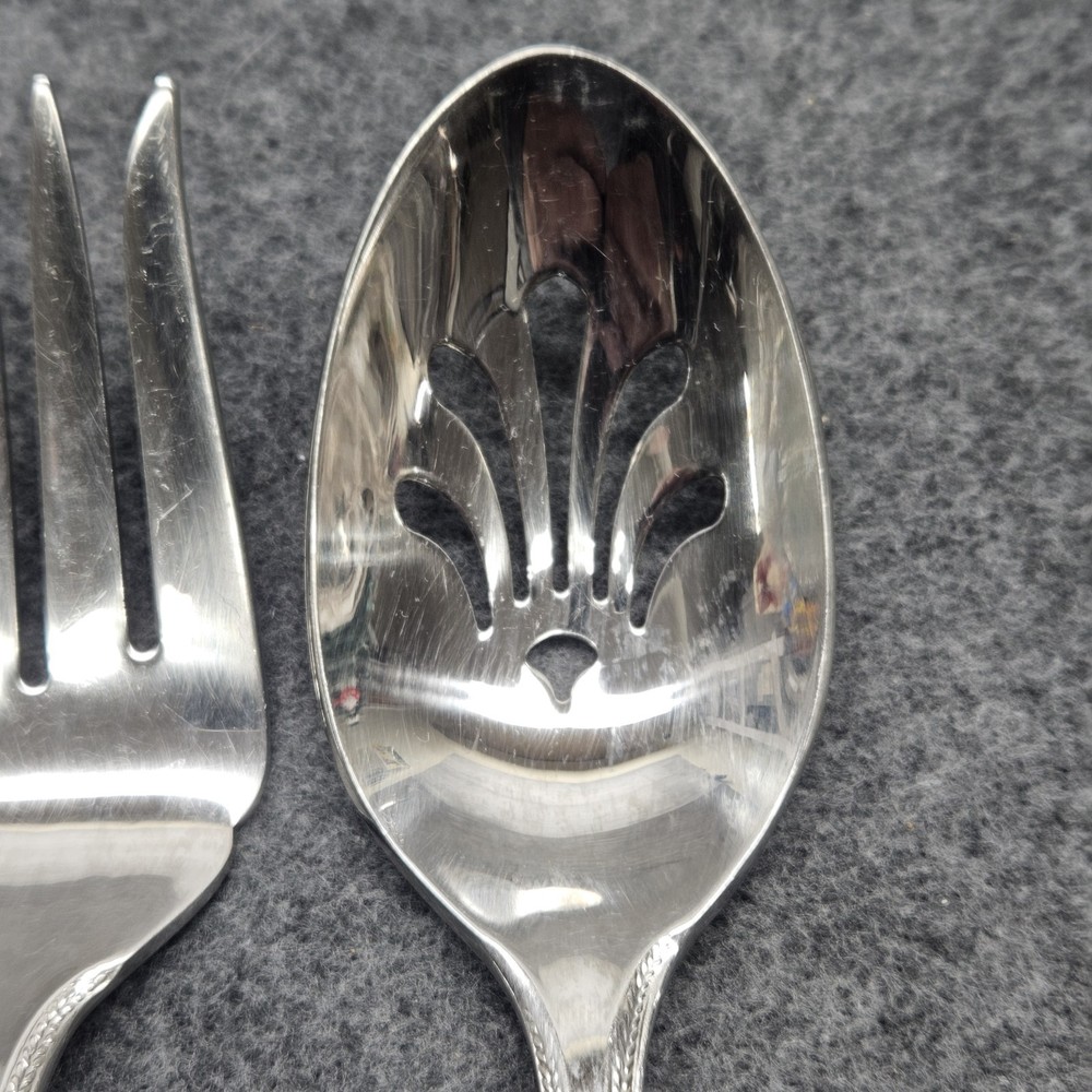 Gorham Braid Serving Hostess Set Spoon Slotted Fork Stainless Flatware Lot (3)