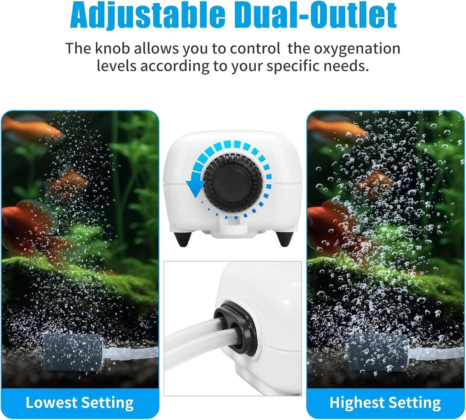 Aquarium Air Pump 100 Gallon Fish Tank Bubbler Oxygen Aerator with Stones