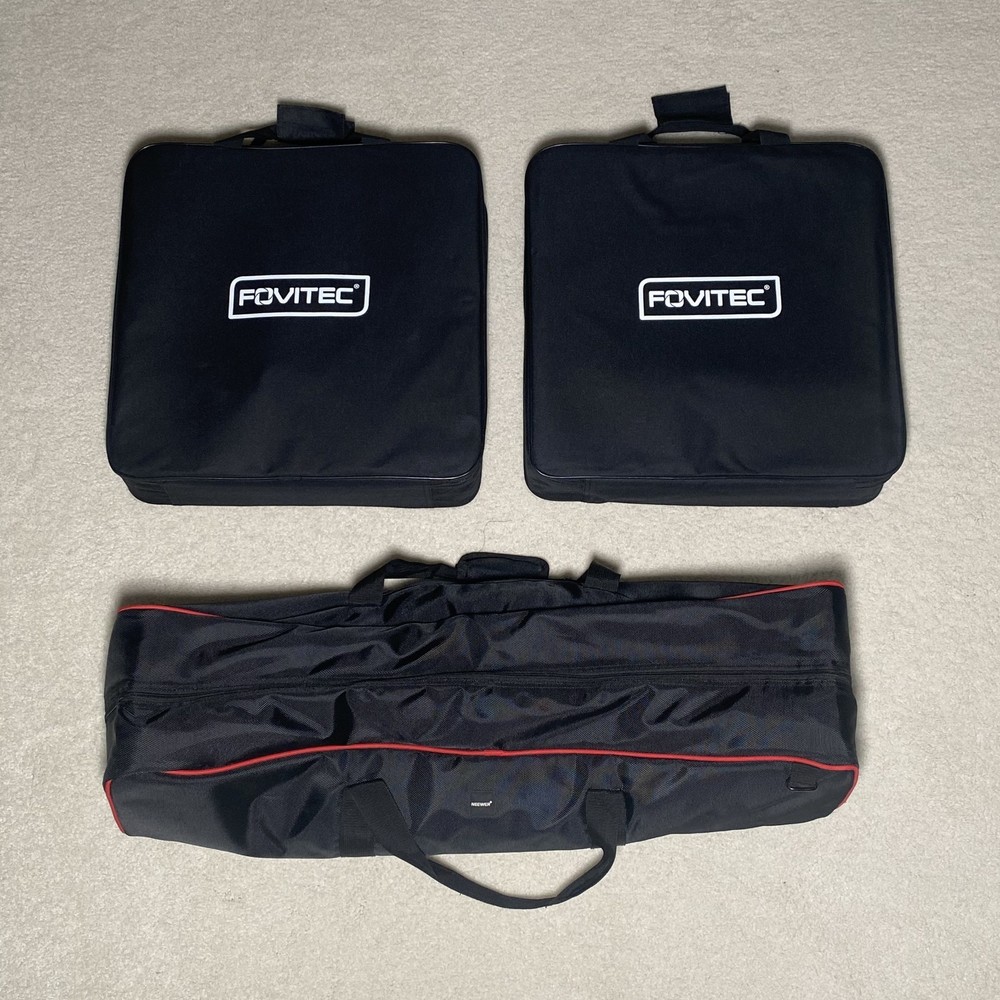 Fovitec LED Video Lighting Kit (2) Panel Lights w/ Stands, Diffusers & Cases