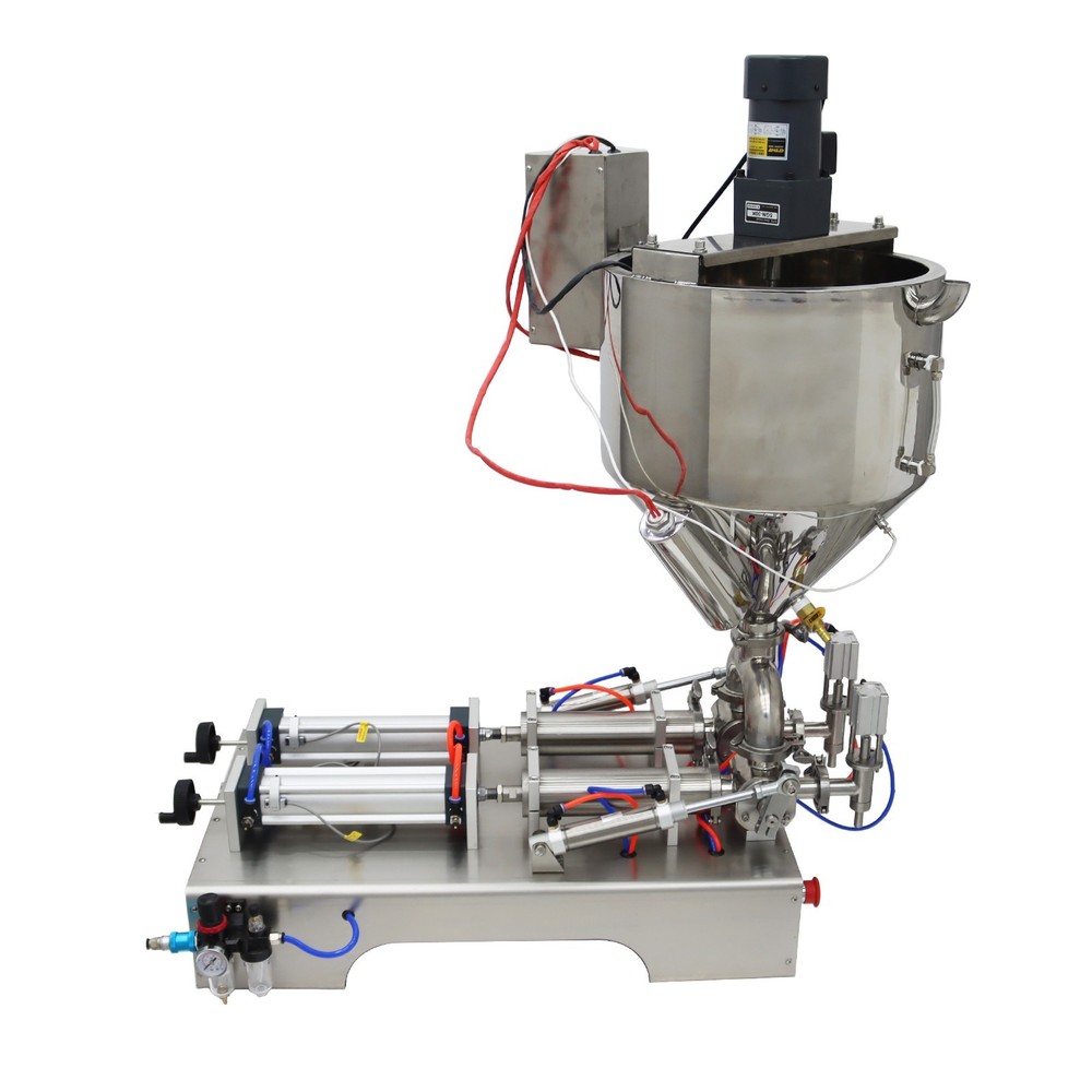 50-500ml Paste Liquid Filling Machine W/ Mixing,Heating Function 2Nozzle Filling