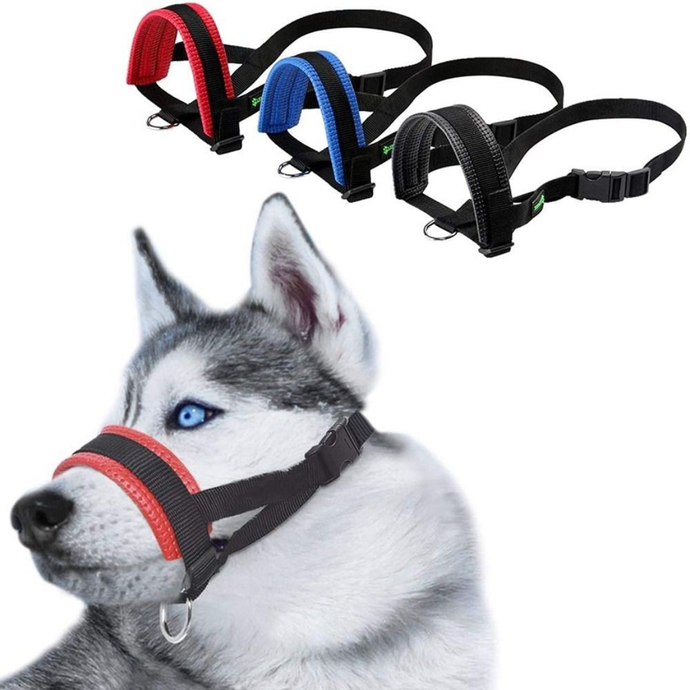 Adjustable Anti-Biting Dog Muzzle Safe Collar Muzzle Pet Traction Halter Leash`