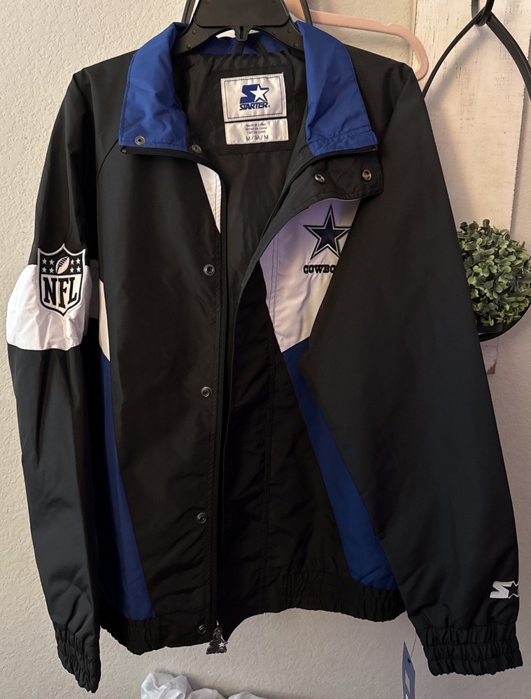 Starter Dallas Cowboys NFL Jacket Medium Black Blue White NWT
