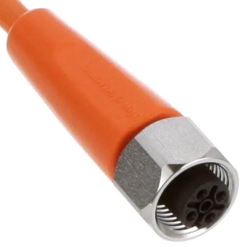1PC IFM Efector EVT001 Circular M12 Socket, 4 Position, PVC, 5m Cable, Oran
