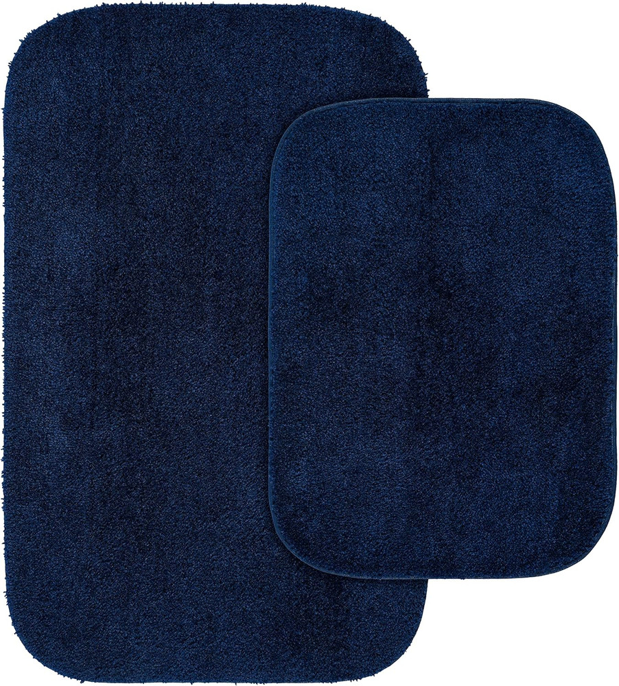 Traditional Bath Rug Set, 2-Piece Set, Navy